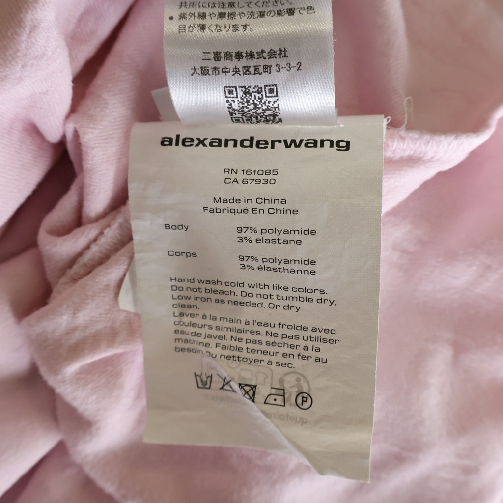ALEXANDER WANG(アレキサンダーワン) パイル地 総柄ロゴ 半袖Tシャツ カットソー ピンク 4CC1241426 レディース