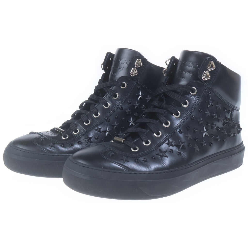 JIMMY CHOO(ジミーチュウ) ARGYLE アーガイル スタースタッズ レザーハイカットスニーカー シューズ ブラック