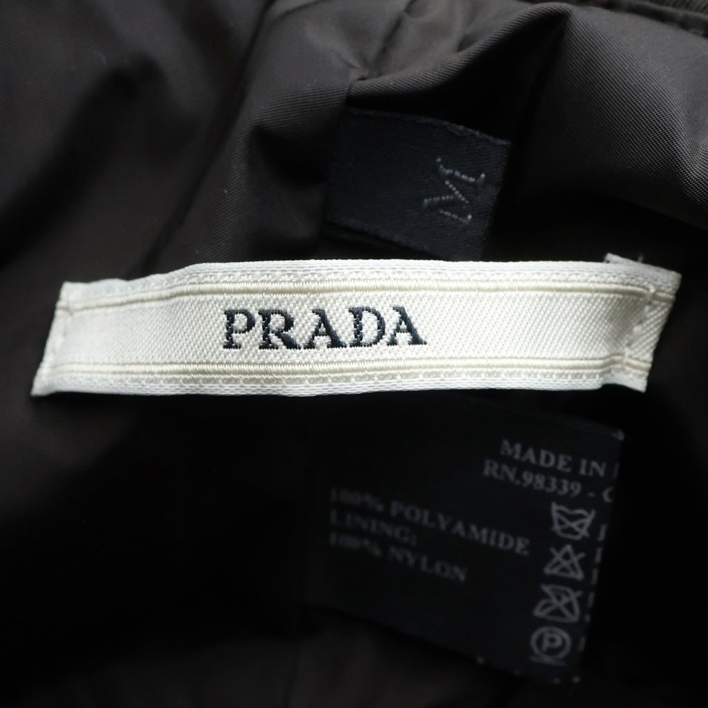 PRADA(プラダ) ロゴ刺繍 バケットハット 帽子 ブラック