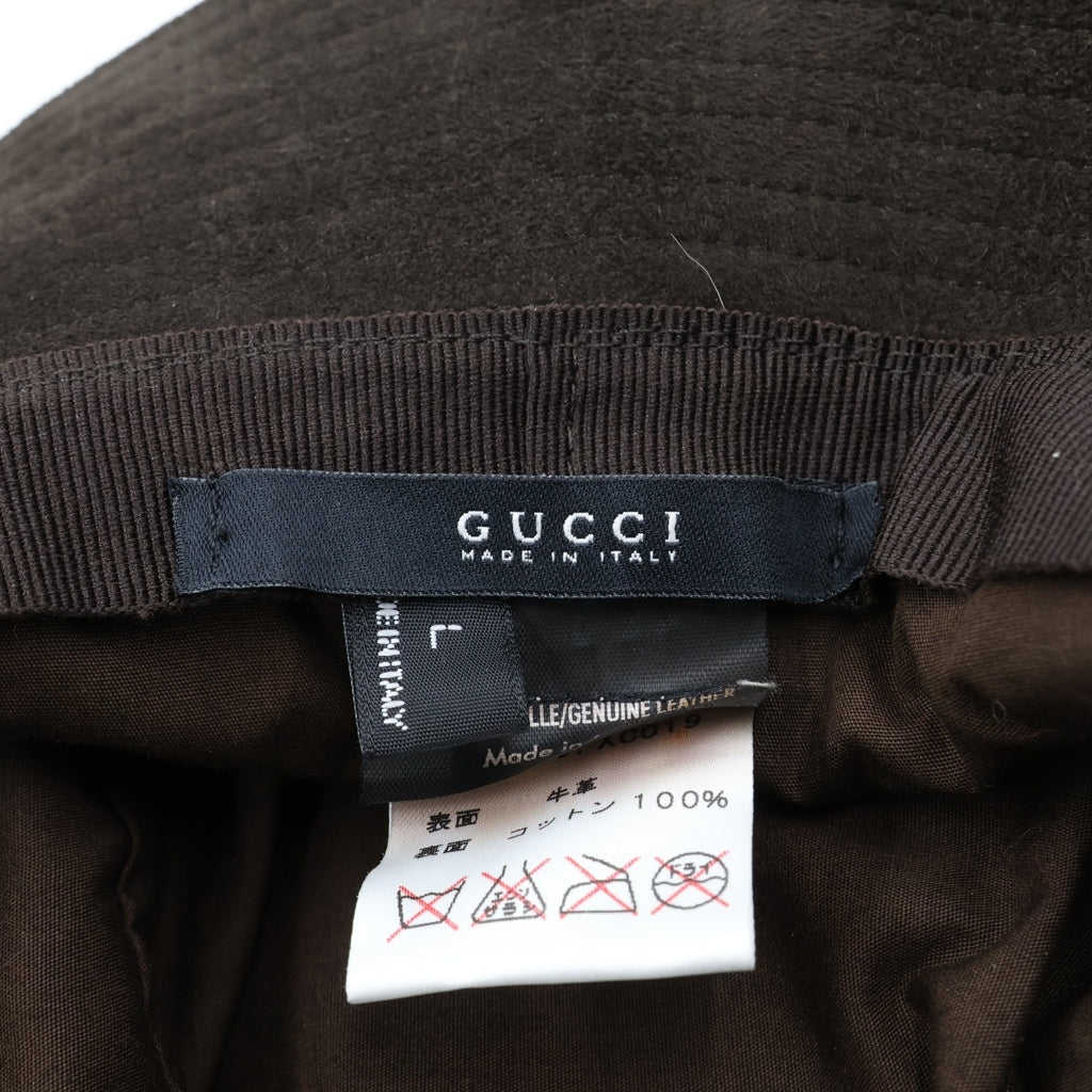 GUCCI(グッチ) スエード バケットハット 帽子 ブラウン 109159 XC019