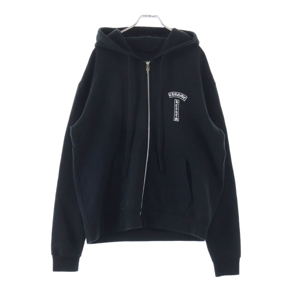 CHROME HEARTS(クロムハーツ) SWTSHRT HD ZIP 胸ロゴプリント バックアーチロゴプリント ジップアップパーカー ブラック