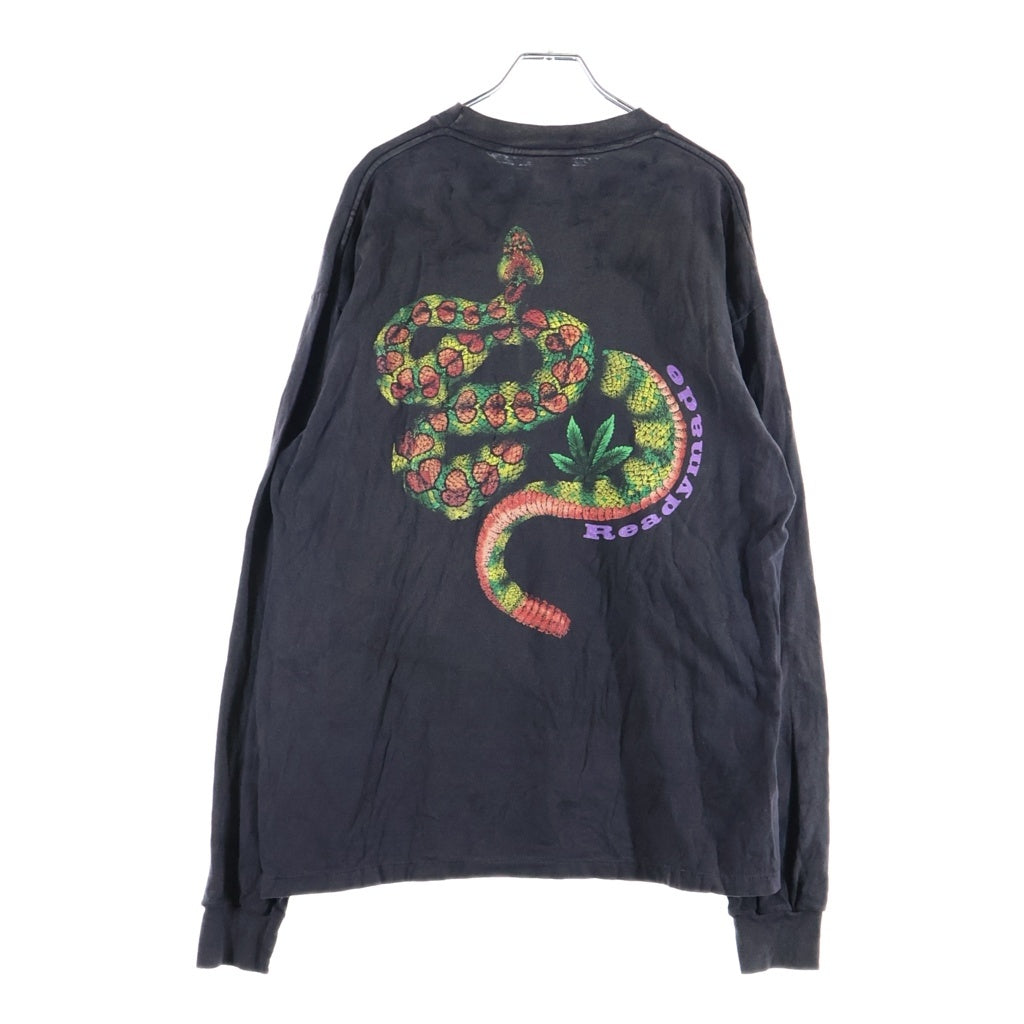 READY MADE(レディメイド) 24AW SNAKE L/S TEE バックスネークプリント クルーネック長袖カットソーTシャツ ブラック RE-CO-BK-00-00-282
