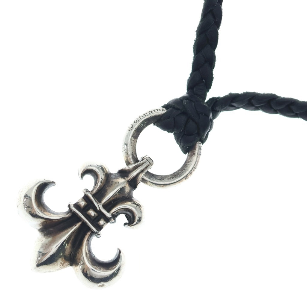 CHROME HEARTS(クロムハーツ) BS FLUER BC BSフレア レザーブレイド ボロチップ ネックレス ブラック/シルバー
