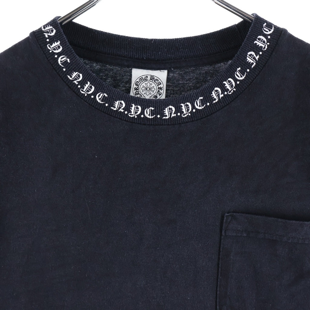 CHROME HEARTS(クロムハーツ) OLD NYC NECK LOGO S/S TEE オールド NYCネックロゴ クルーネック半袖Tシャツカットソー ブラック