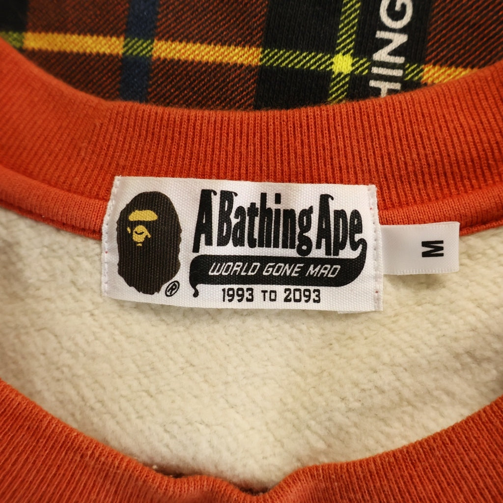 A BATHING APE(アベイシングエイプ) LOGO CHECK LOOSEFIT CREWNECK ロゴチェック ルーズフィット クルーネックスウェットトレーナー レッド 001SW1301002M