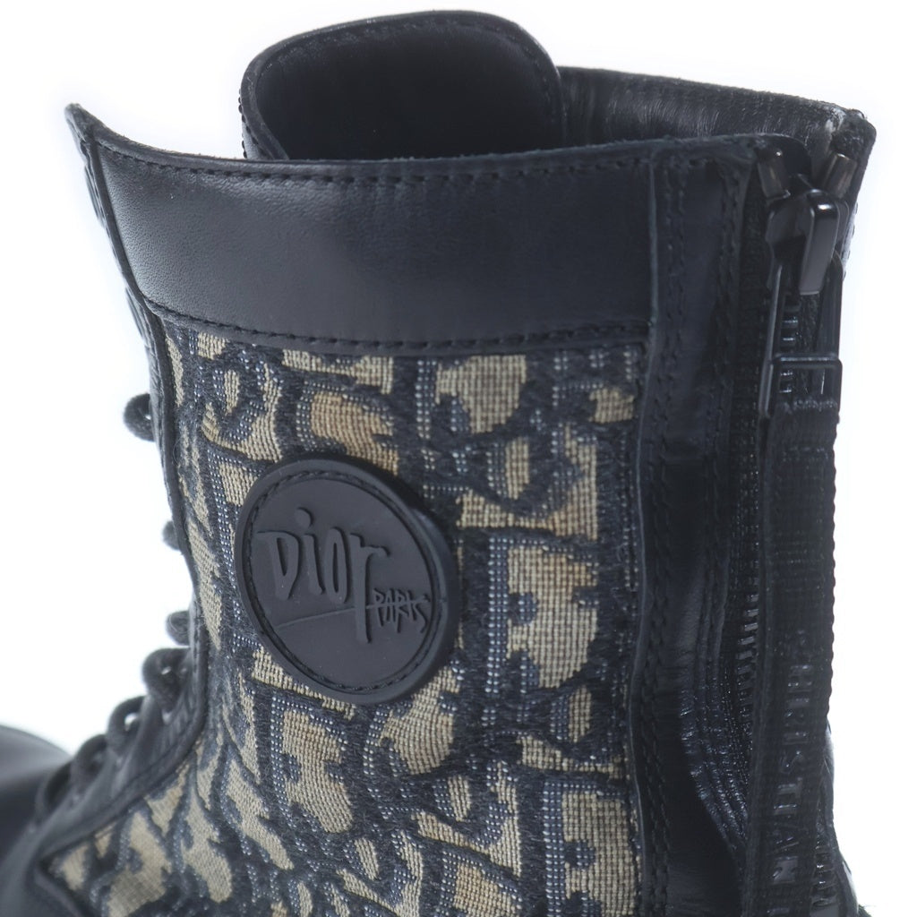 Christian Dior(クリスチャンディオール) B23 オブリークジャガード スムースカーフスキン ブーツ ブラック/ベージュ