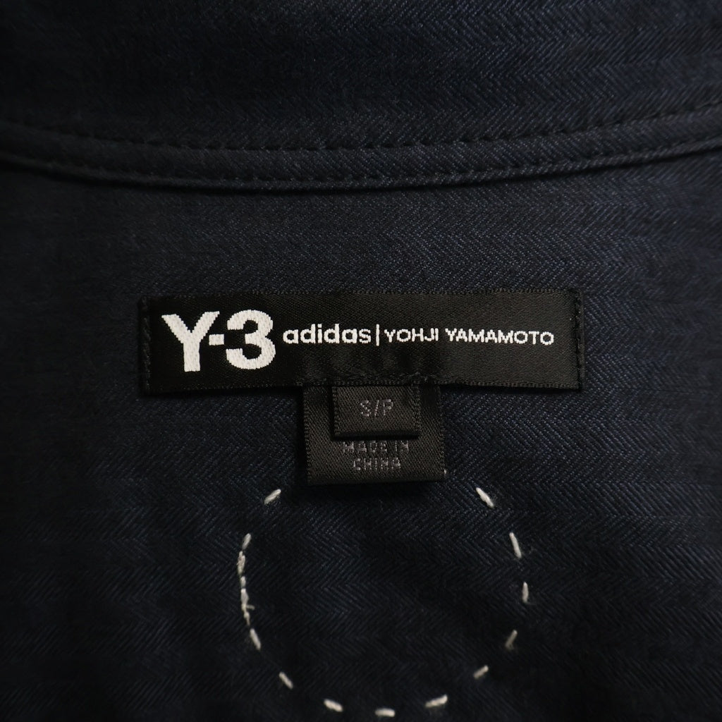 Y-3(ワイスリー) 素材切り替え 長袖ロングシャツ ブルー/ブラック DP0567