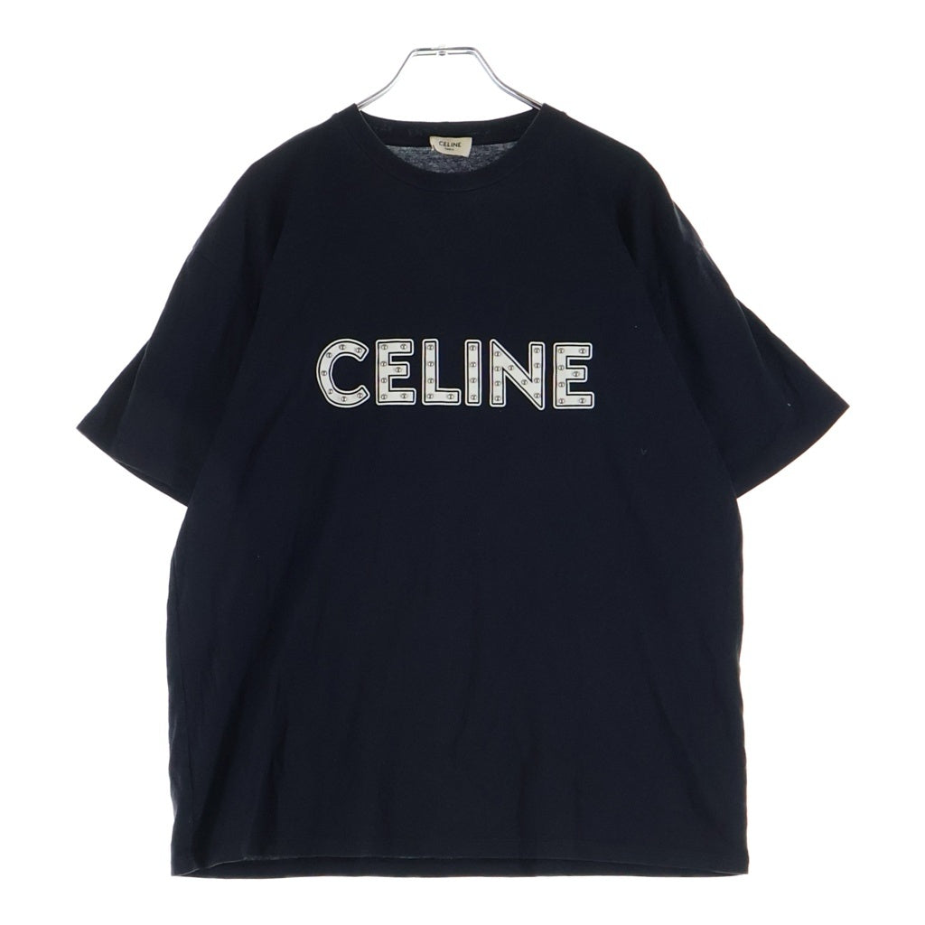 CELINE(セリーヌ) STUDS LOGO TEE スタッズロゴTシャツ クルーネック半袖Tシャツ カットソー ブラック 2X687501F