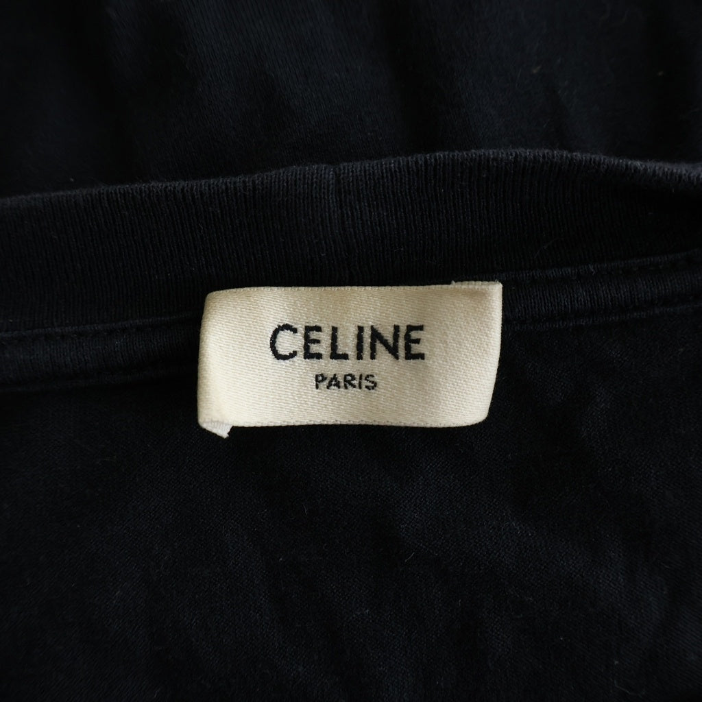CELINE(セリーヌ) STUDS LOGO TEE スタッズロゴTシャツ クルーネック半袖Tシャツ カットソー ブラック 2X687501F