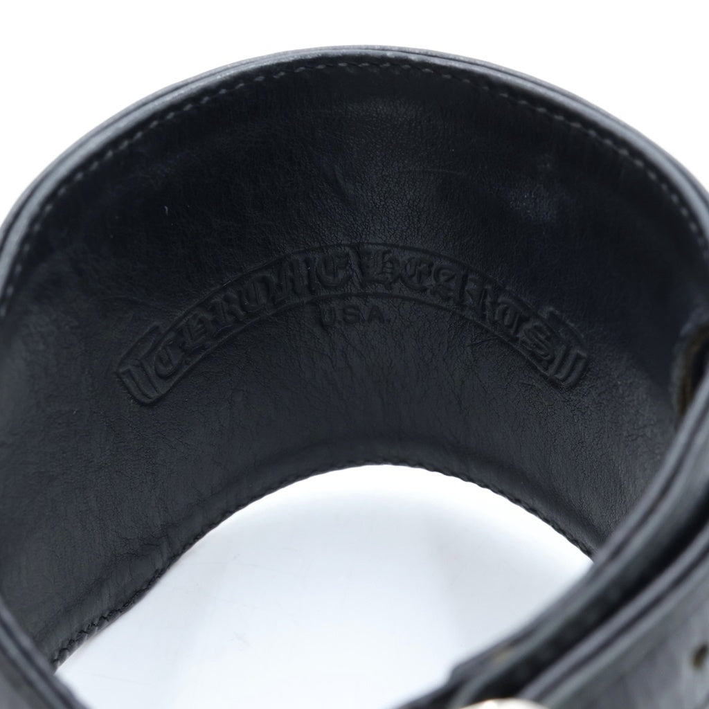 CHROME HEARTS(クロムハーツ) DOUBLE RR ダブルロックンロール レザーブレスレッド ブラック/シルバー
