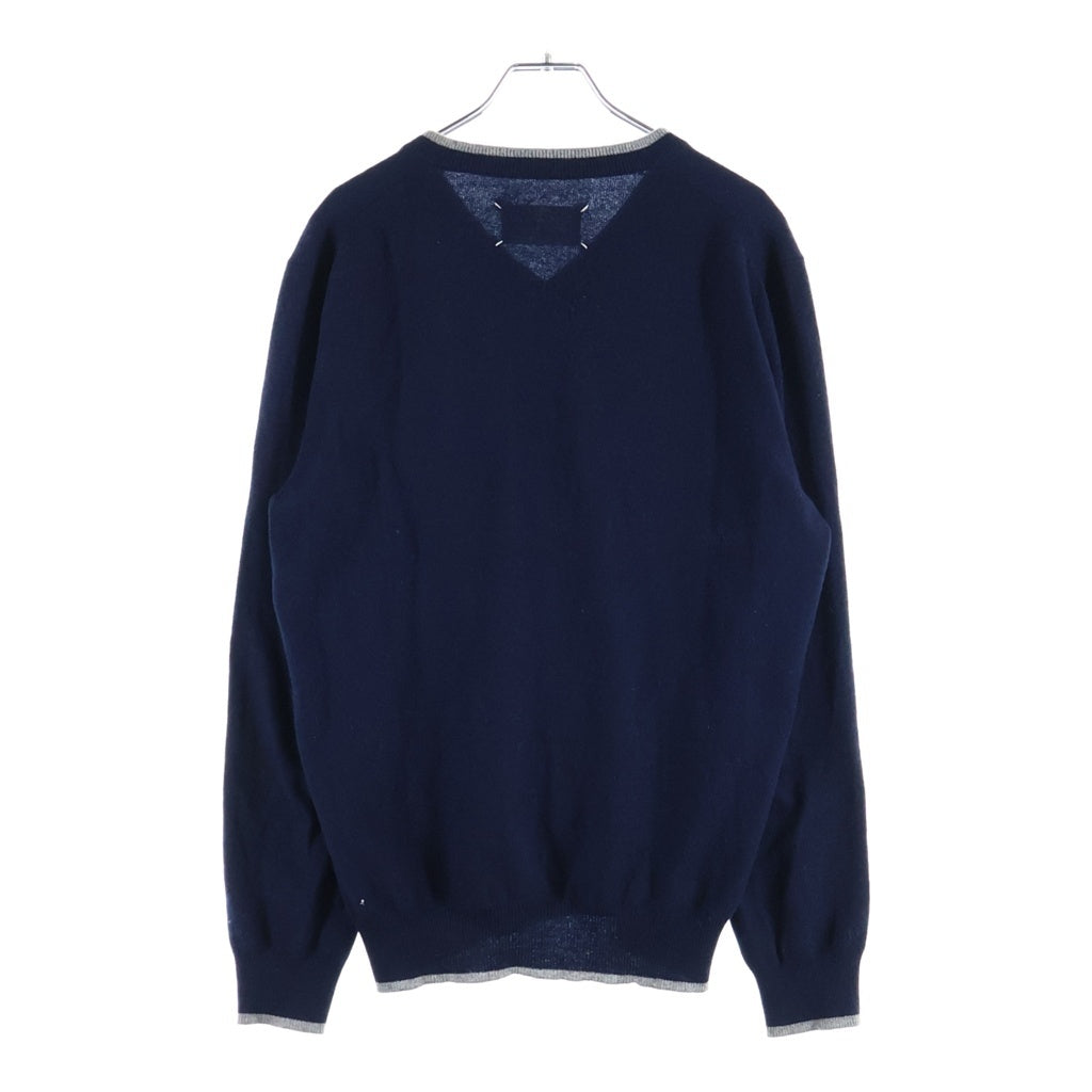 Maison Margiela(メゾンマルジェラ) ここのえ Vネックセーター バイカラーニット ネイビー/グレー
