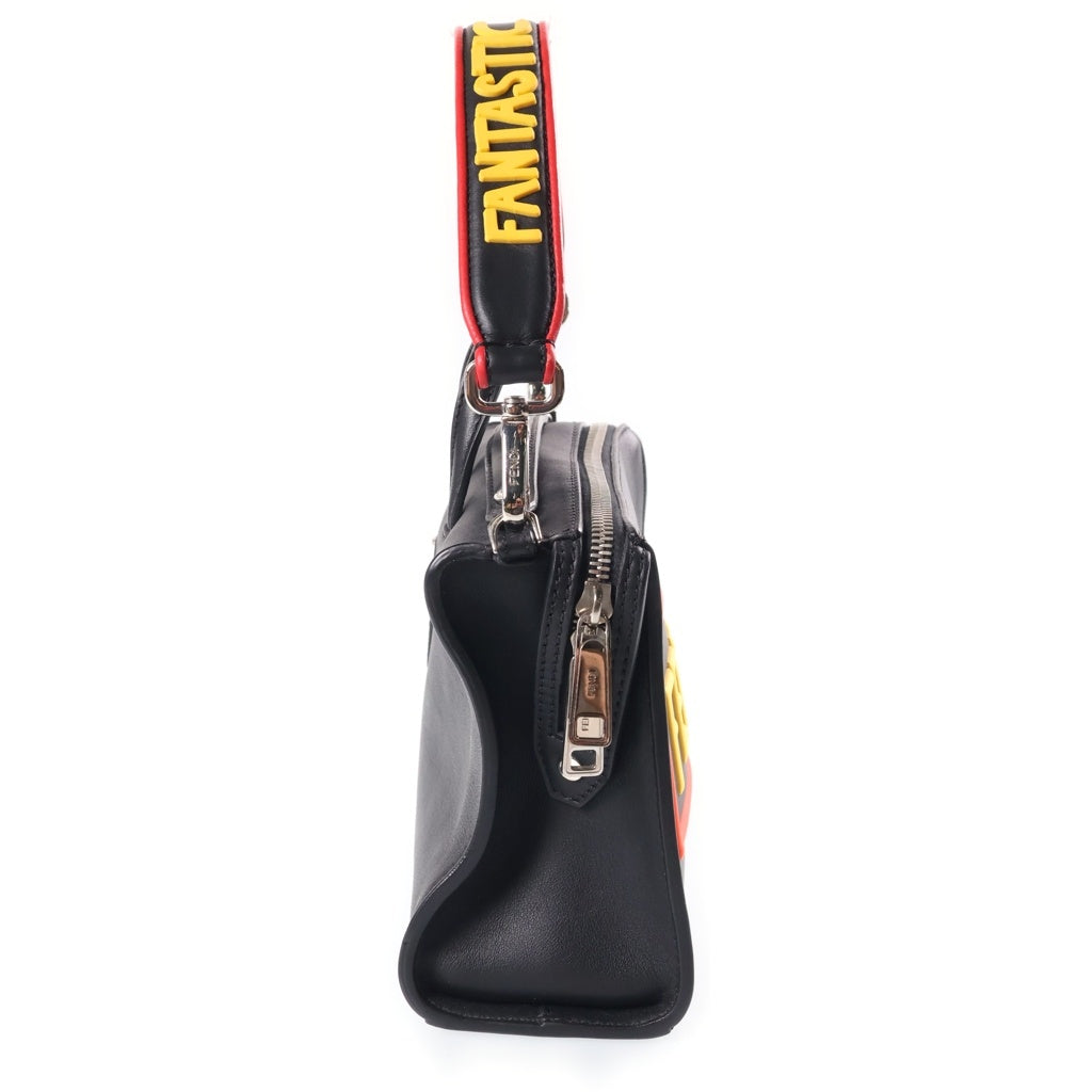 FENDI(フェンディ) LITTLE MONSTER LOGO HANDBAG CROSSBODY BAG フロントロゴ クロスボディバッグ ショルダーバッグ ブラック/イエロー レディース