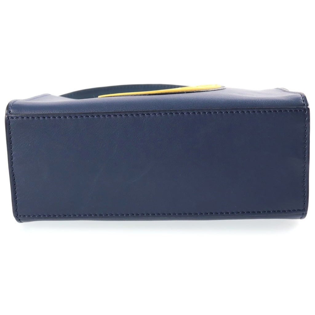 FENDI(フェンディ) ミニルイ ショルダーバック レザーハンドバック ネイビー/イエロー 7M0238 レディース