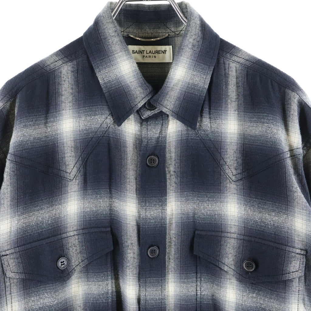 SAINT LAURENT PARIS(サンローランパリ) 15AW オンブレチェック長袖シャツ ブラック 396678 Y942I