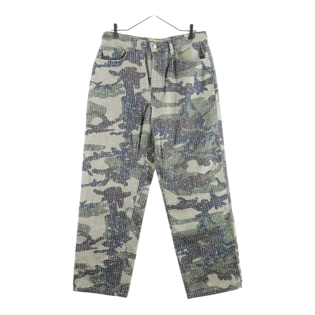 STUSSY(ステューシー) 24SS BIG OL' JEAN CAMO CANVAS NEEDLE PUNCH カモ柄バギーパンツ ワイドパンツ グリーン 116666