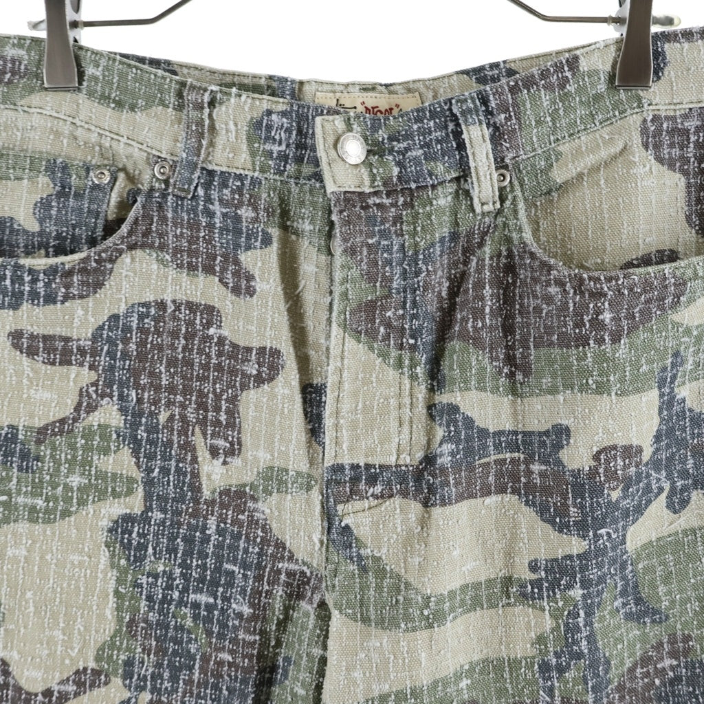 STUSSY(ステューシー) 24SS BIG OL' JEAN CAMO CANVAS NEEDLE PUNCH カモ柄バギーパンツ ワイドパンツ グリーン 116666