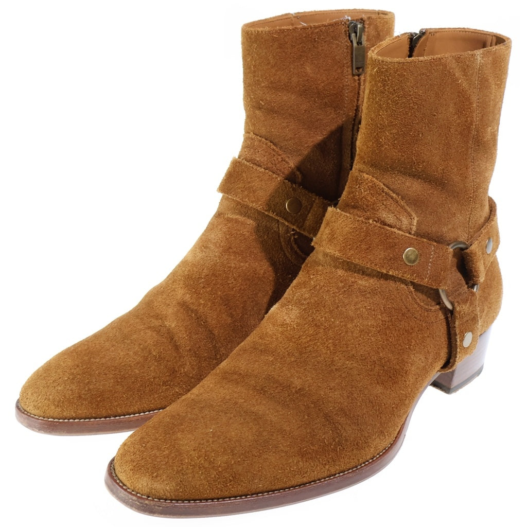 SAINT LAURENT PARIS(サンローランパリ) ワイアットハーネスリングブーツ スエードレザーブーツ ブラウン 573069
