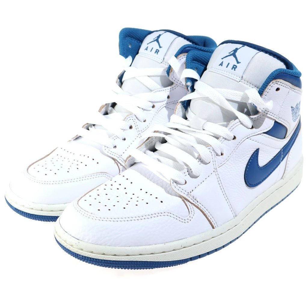 NIKE(ナイキ) AIR JORDAN 1 MID SE INDUSTRIAL BLUE エアジョーダン1 インダストリアルブルー レザーミッドカットスニーカー ホワイト/ブルー US8/26cm FN5215 141