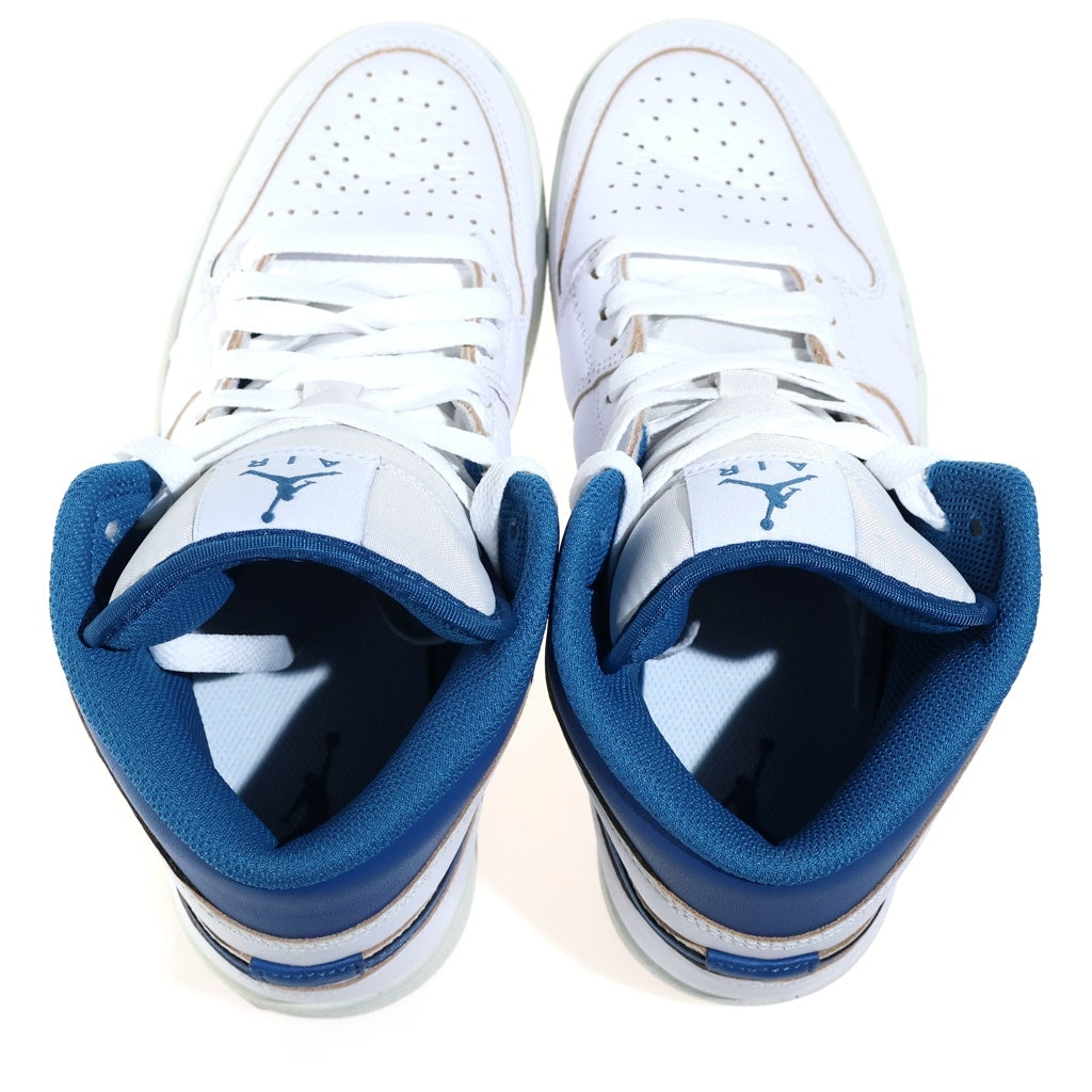 NIKE(ナイキ) AIR JORDAN 1 MID SE INDUSTRIAL BLUE エアジョーダン1 インダストリアルブルー レザーミッドカットスニーカー ホワイト/ブルー US8/26cm FN5215 141
