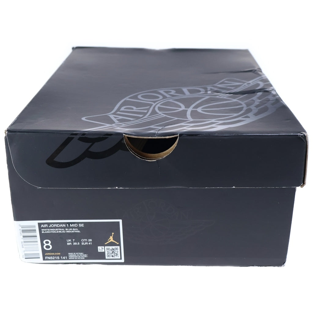 NIKE(ナイキ) AIR JORDAN 1 MID SE INDUSTRIAL BLUE エアジョーダン1 インダストリアルブルー レザーミッドカットスニーカー ホワイト/ブルー US8/26cm FN5215 141