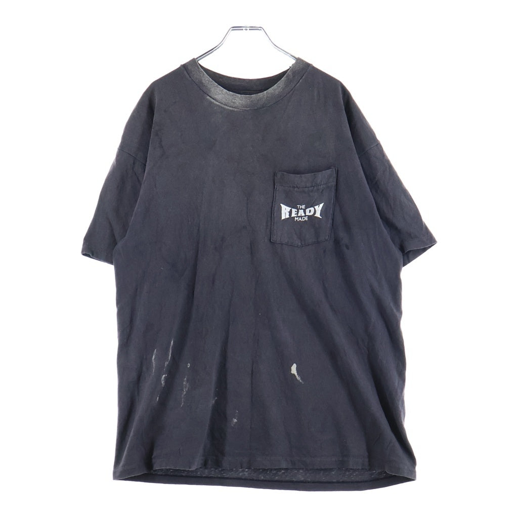 READY MADE(レディメイド) 24SS SS T-SHIRT POCKET フロントプリントクルーネック半袖カットソーTシャツ グレー RE-CO-BK-00-00-278