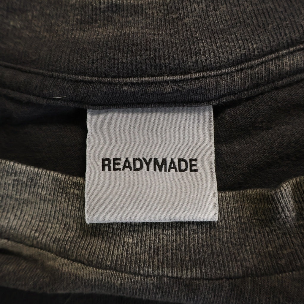 READY MADE(レディメイド) 24SS SS T-SHIRT POCKET フロントプリントクルーネック半袖カットソーTシャツ グレー RE-CO-BK-00-00-278