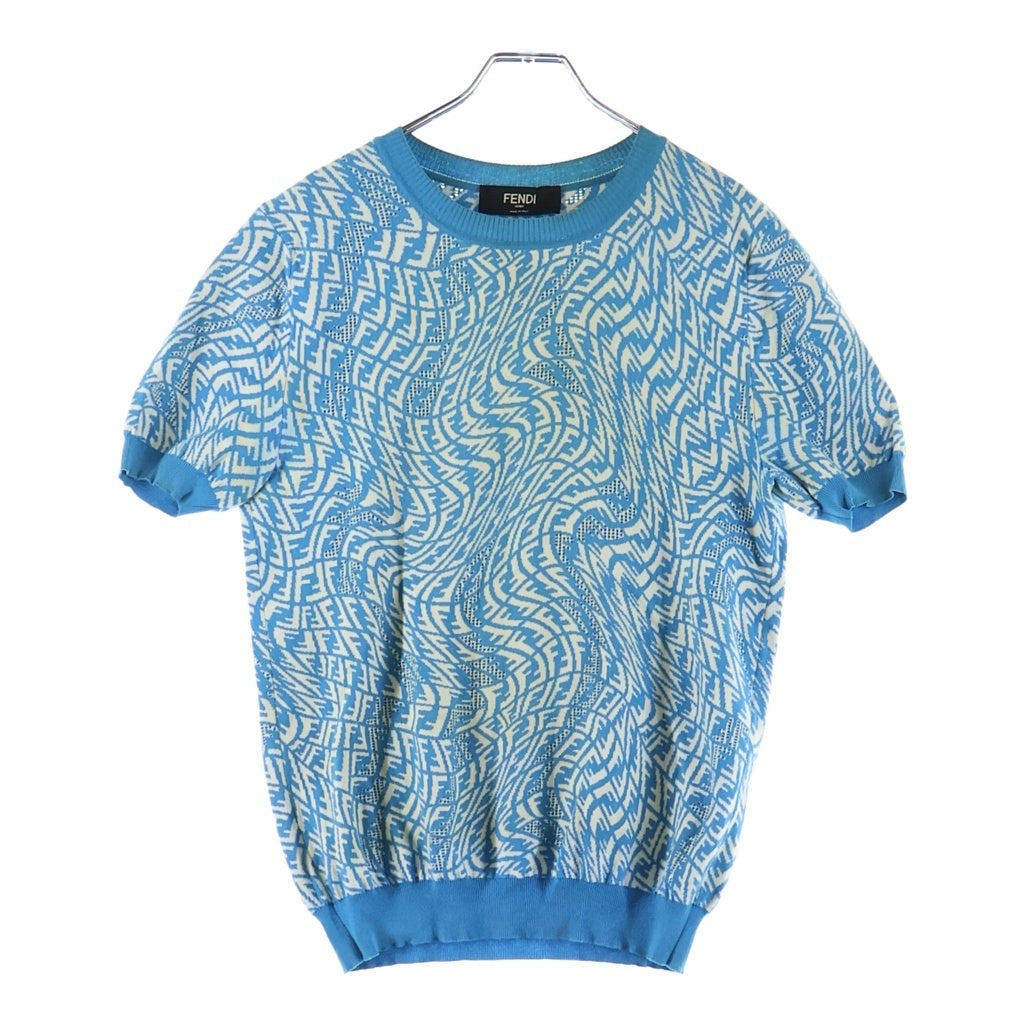 FENDI(フェンディ) FFロゴ 半袖ニット カットソー レディース ブルー 12CPF-21-17 FZY443