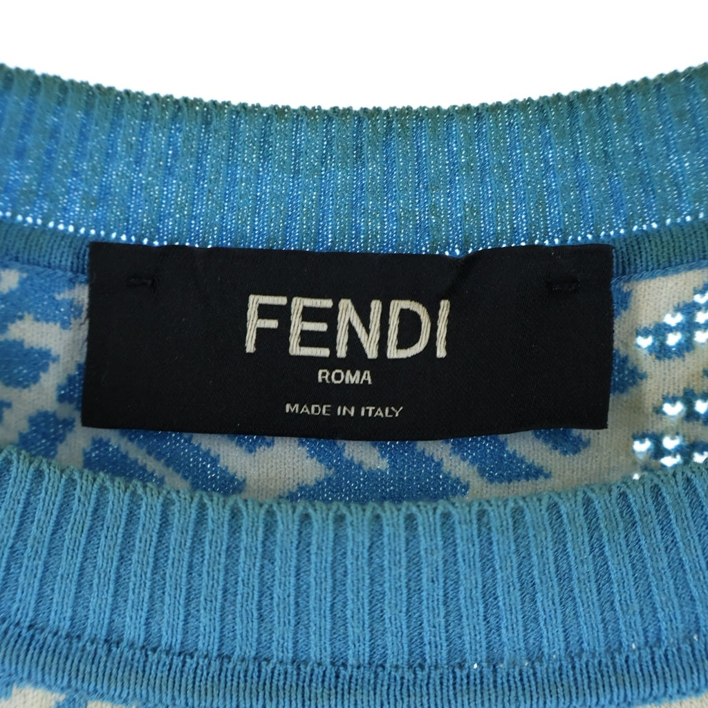 FENDI(フェンディ) FFロゴ 半袖ニット カットソー レディース ブルー 12CPF-21-17 FZY443