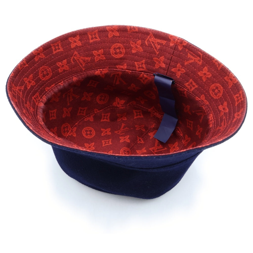 LOUIS VUITTON(ルイヴィトン) シャポー・モノグラム レコード ウール×コットン リバーシブルバケットハット ネイビー/レッド M7011L レディース