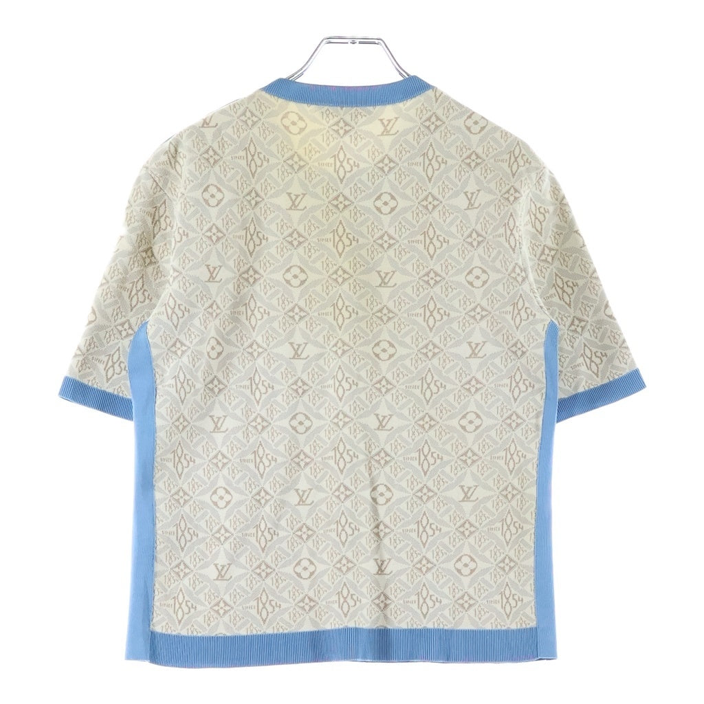 LOUIS VUITTON(ルイヴィトン) 22SS シルクナイロン コントラストトリム チェーン 半袖ニット ベージュ RW221A LW2 FMKS93