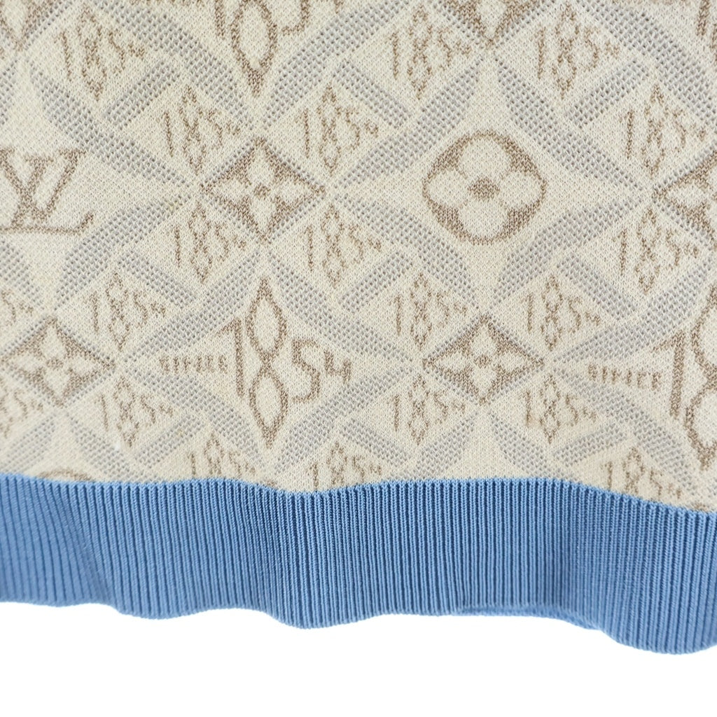 LOUIS VUITTON(ルイヴィトン) 22SS シルクナイロン コントラストトリム チェーン 半袖ニット ベージュ RW221A LW2 FMKS93
