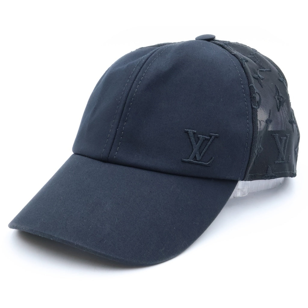 LOUIS VUITTON(ルイヴィトン) ベースボール モノグラム メッシュ キャップ 帽子 ブラック M77115 レディース