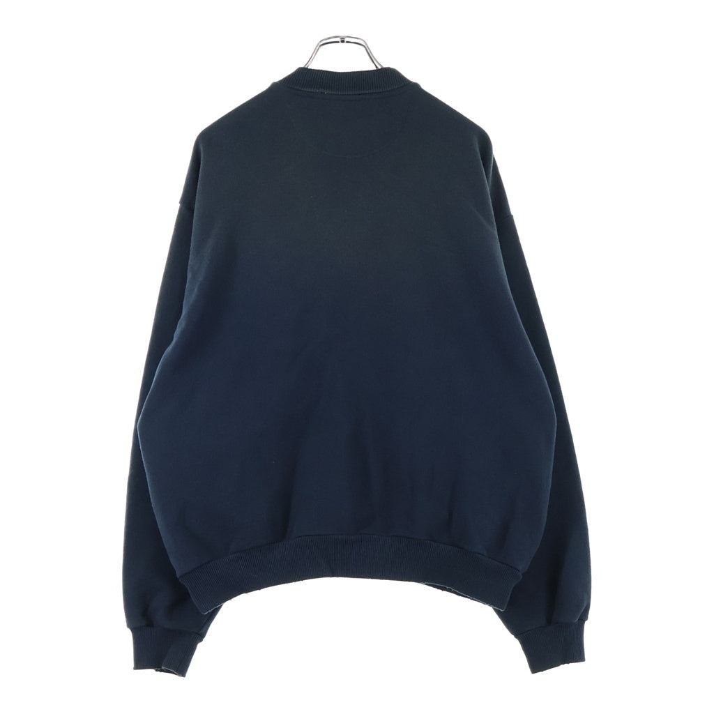 Acne Studios(アクネ ストゥディオズ) 25SS LOGO ZIP SWEATER ダメージ加工 フロントロゴ ジップアップスウェット ネイビー FN-UX-SWEA000052
