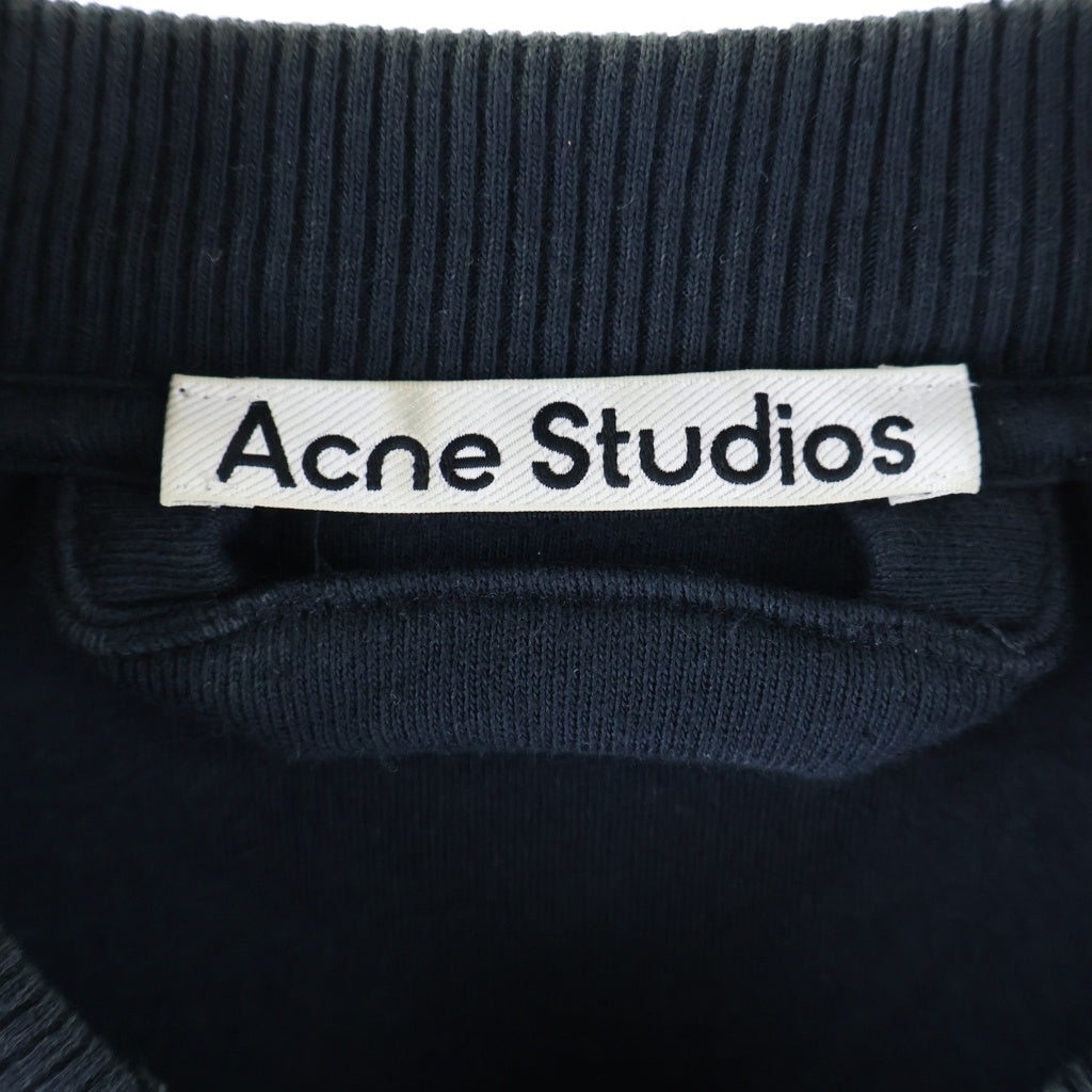 Acne Studios(アクネ ストゥディオズ) 25SS LOGO ZIP SWEATER ダメージ加工 フロントロゴ ジップアップスウェット ネイビー FN-UX-SWEA000052