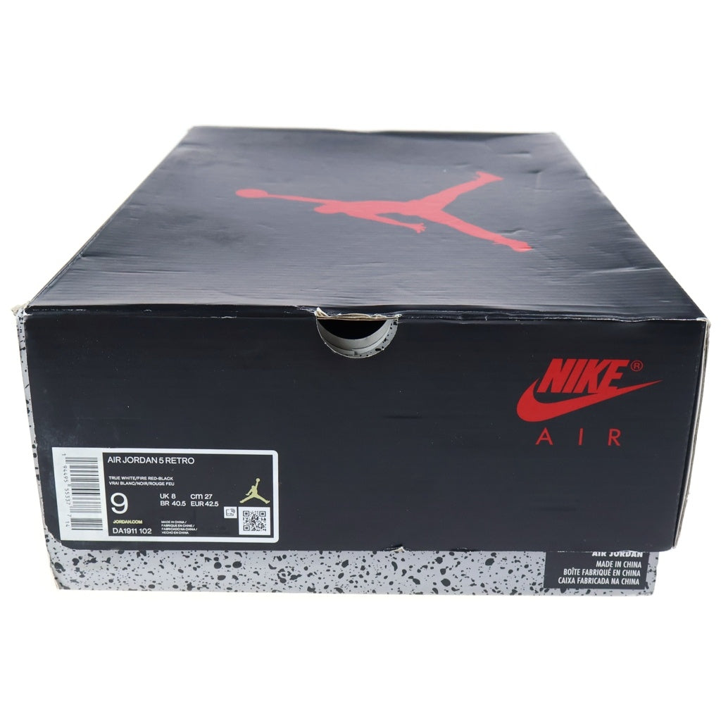 NIKE(ナイキ) AIR JORDAN RETRO FIRE RED エアジョーダン 5 レトロ ハイカットスニーカー シューズ ホワイト/レッド US9/27cm DA1911-102