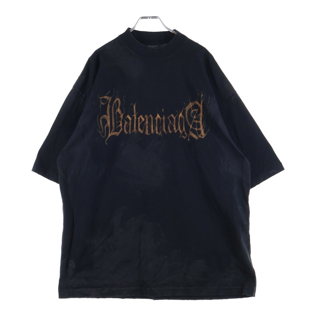 BALENCIAGA(バレンシアガ) 23SS HEVY METAL TEE ヘビーメタル フロントプリント クルーネック半袖カットソーTシャツ ブラック 744439 TOVE1