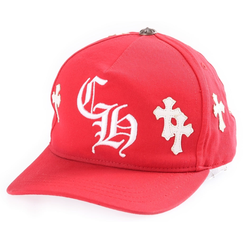 CHROME HEARTS(クロムハーツ) CH HAT CH刺繍 クロスパッチ 5パネル ベースボールキャップ 帽子 レッド