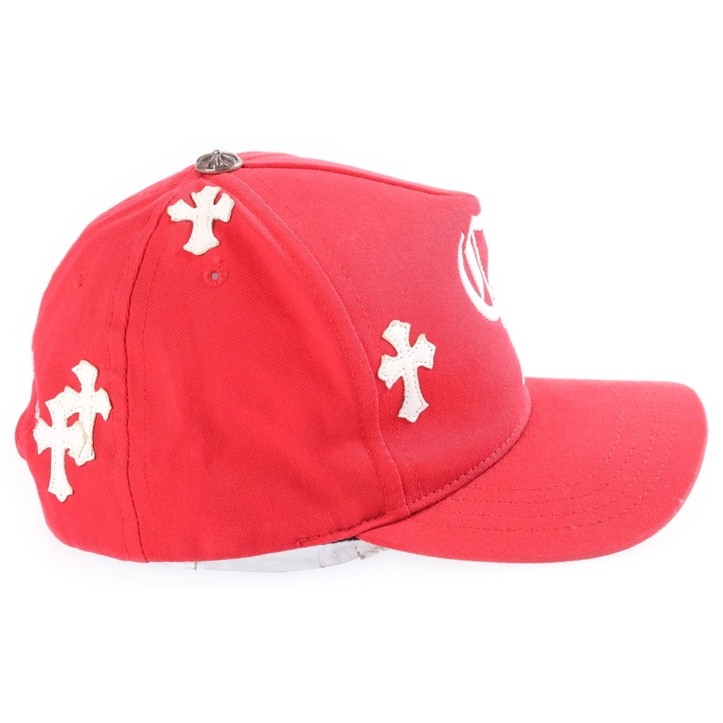 CHROME HEARTS(クロムハーツ) CH HAT CH刺繍 クロスパッチ 5パネル ベースボールキャップ 帽子 レッド