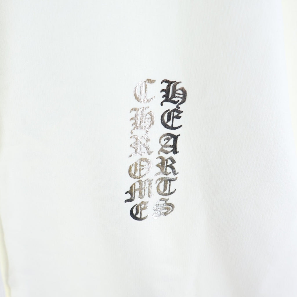 CHROME HEARTS(クロムハーツ) WWW.CHROMEHEARTS.COM SILVER GLITTER HOODIE オンライン限定 グリッター 袖英字プリントプ ルオーバースウェットパーカー