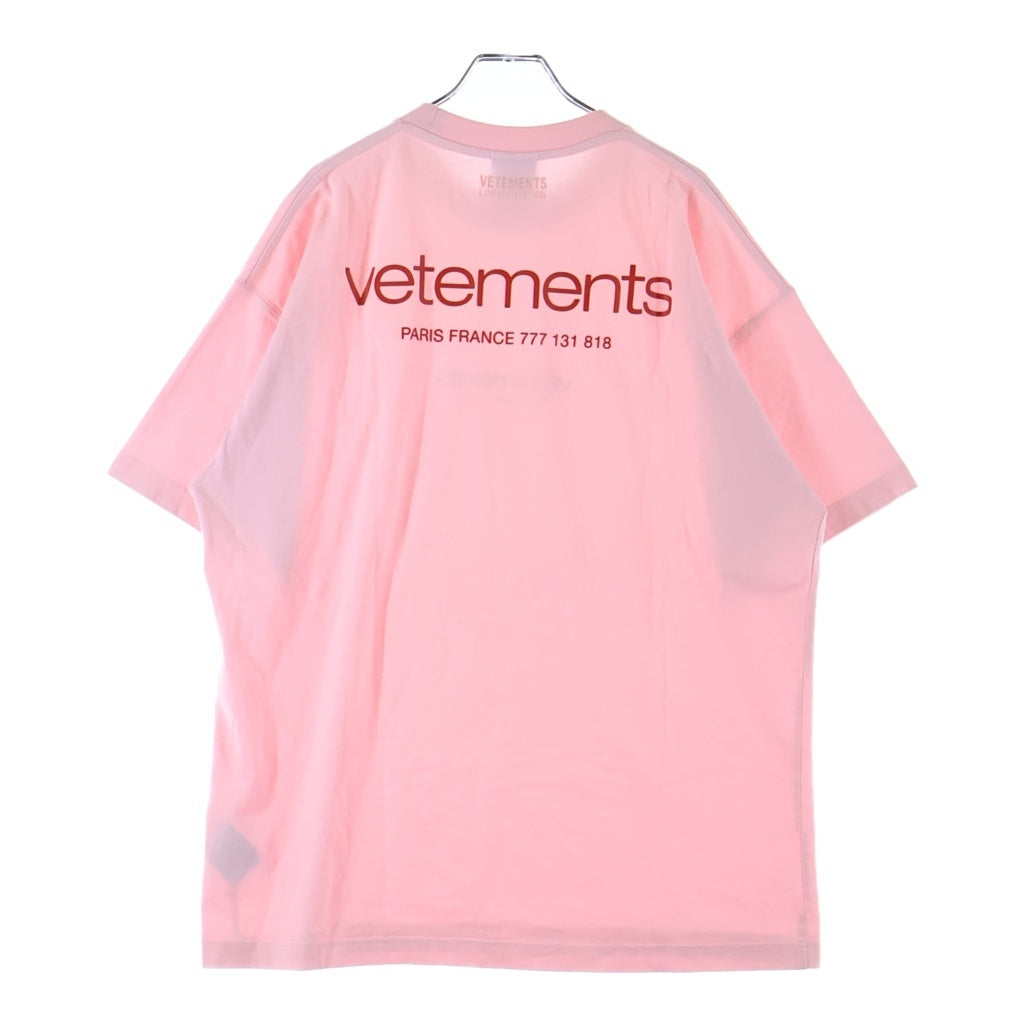 VETEMENTS(ヴェトモン) 24SS LIGHT JERSEY ライト ジャージー クルーネック半袖カットソーTシャツ ピンク UE64TR150P