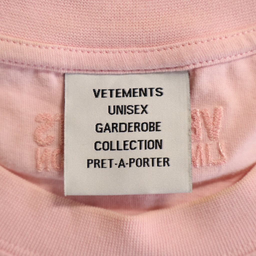 VETEMENTS(ヴェトモン) 24SS LIGHT JERSEY ライト ジャージー クルーネック半袖カットソーTシャツ ピンク UE64TR150P