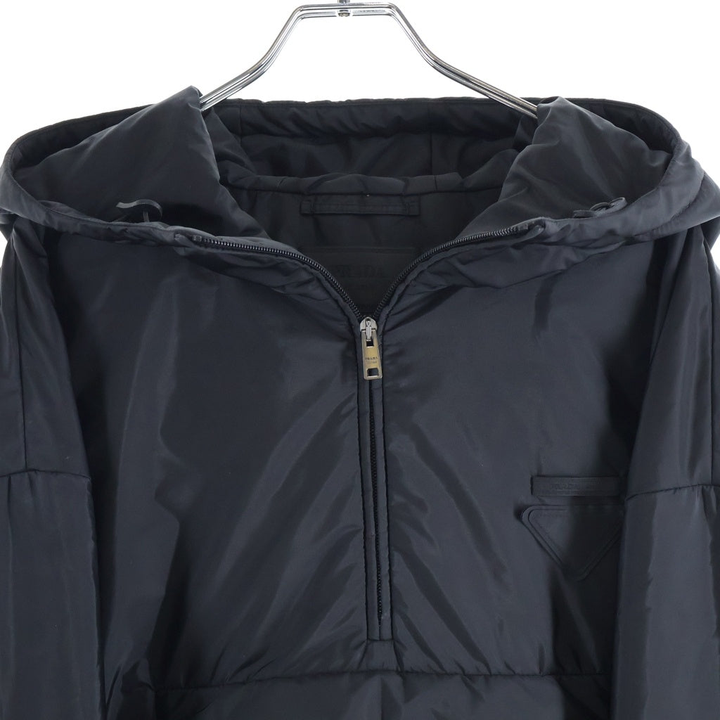 PRADA(プラダ) RE-NYLON JACKET リナイロン トライアングルロゴデザイン ハーフジップダウンジャケット ブラック SGC914 S000 1WQ9