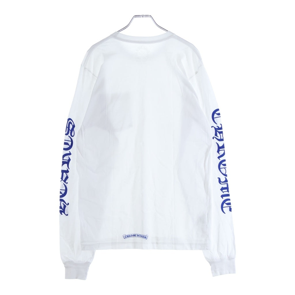 CHROME HEARTS(クロムハーツ) CH LS NECK LOGO ネックロゴプリント 袖ロゴ 長袖Tシャツ ロングスリーブカットソー ホワイト