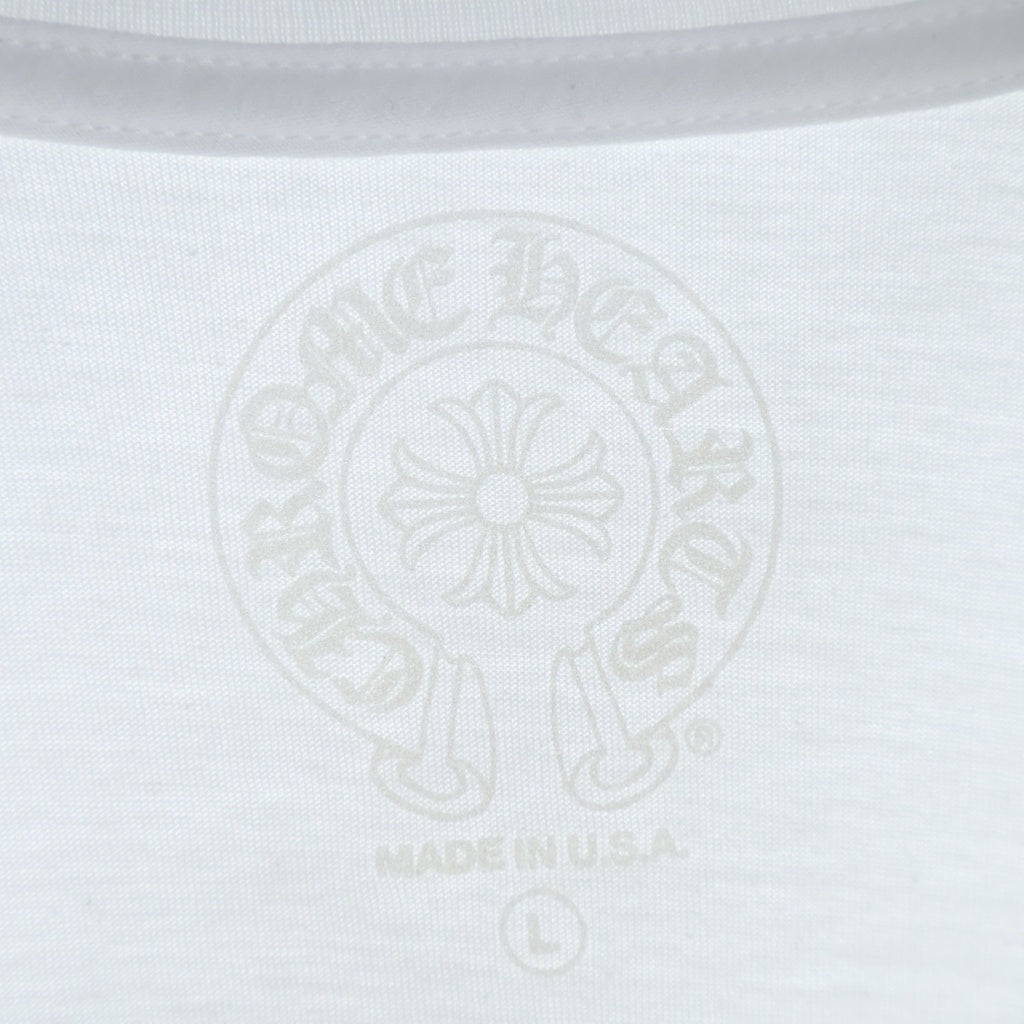CHROME HEARTS(クロムハーツ) CH LS NECK LOGO ネックロゴプリント 袖ロゴ 長袖Tシャツ ロングスリーブカットソー ホワイト