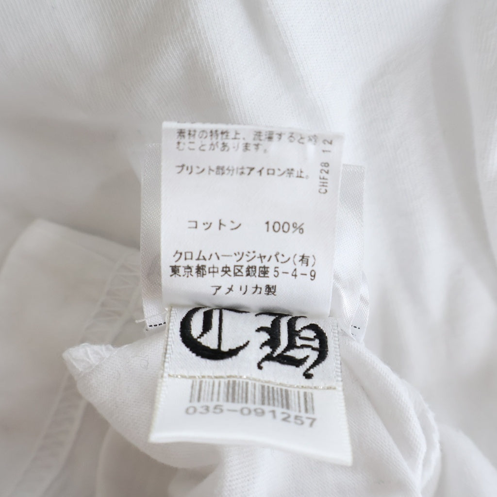 CHROME HEARTS(クロムハーツ) CH LS NECK LOGO ネックロゴプリント 袖ロゴ 長袖Tシャツ ロングスリーブカットソー ホワイト