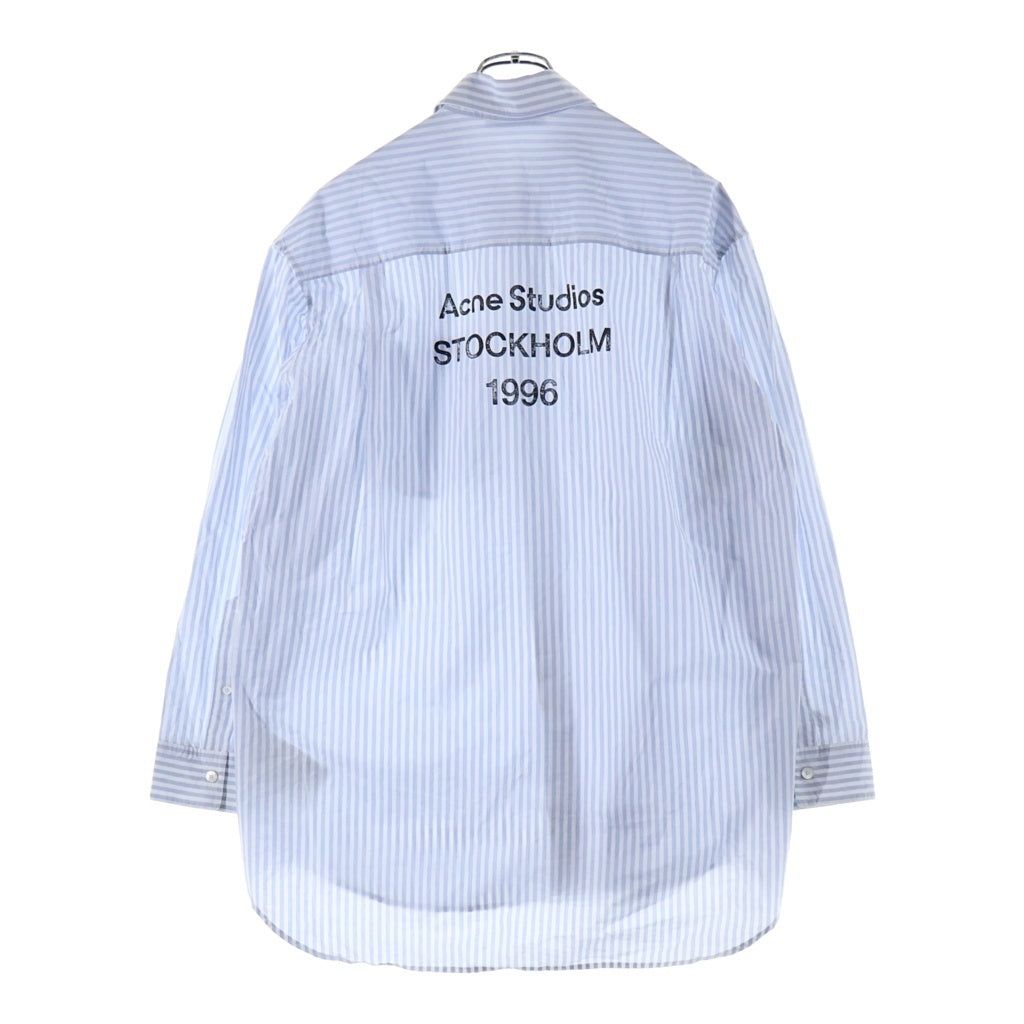 Acne Studios(アクネ ストゥディオズ) 25AW BUTTON-UP-SHIRT バックロゴ ボタンアップ長袖ストライプシャツブルー/ホワイト FN-UX-SHIR000064