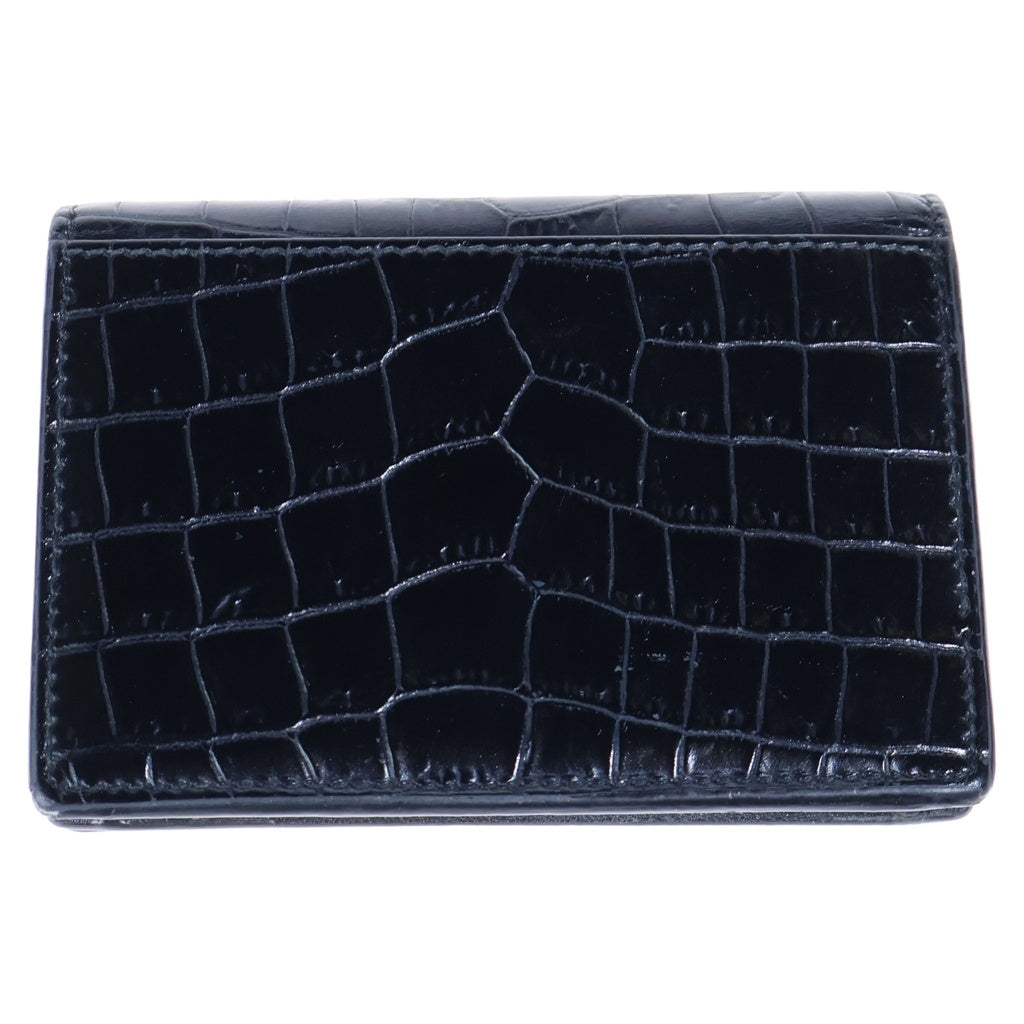 SAINT LAURENT PARIS(サンローランパリ) クロコエンボスレザー カードケース 名刺入れ ブラック レディース