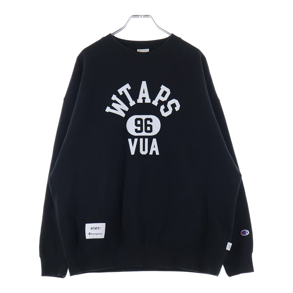 WTAPS(ダブルタップス) ×CHAMPION ACADEMY CREW NECK フロントアカデミープリント クルーネックスウェットトレーナー ブラック C8-B024