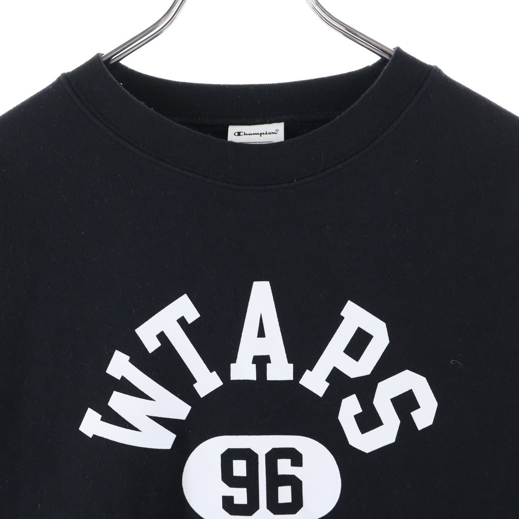 WTAPS(ダブルタップス) ×CHAMPION ACADEMY CREW NECK フロントアカデミープリント クルーネックスウェットトレーナー ブラック C8-B024