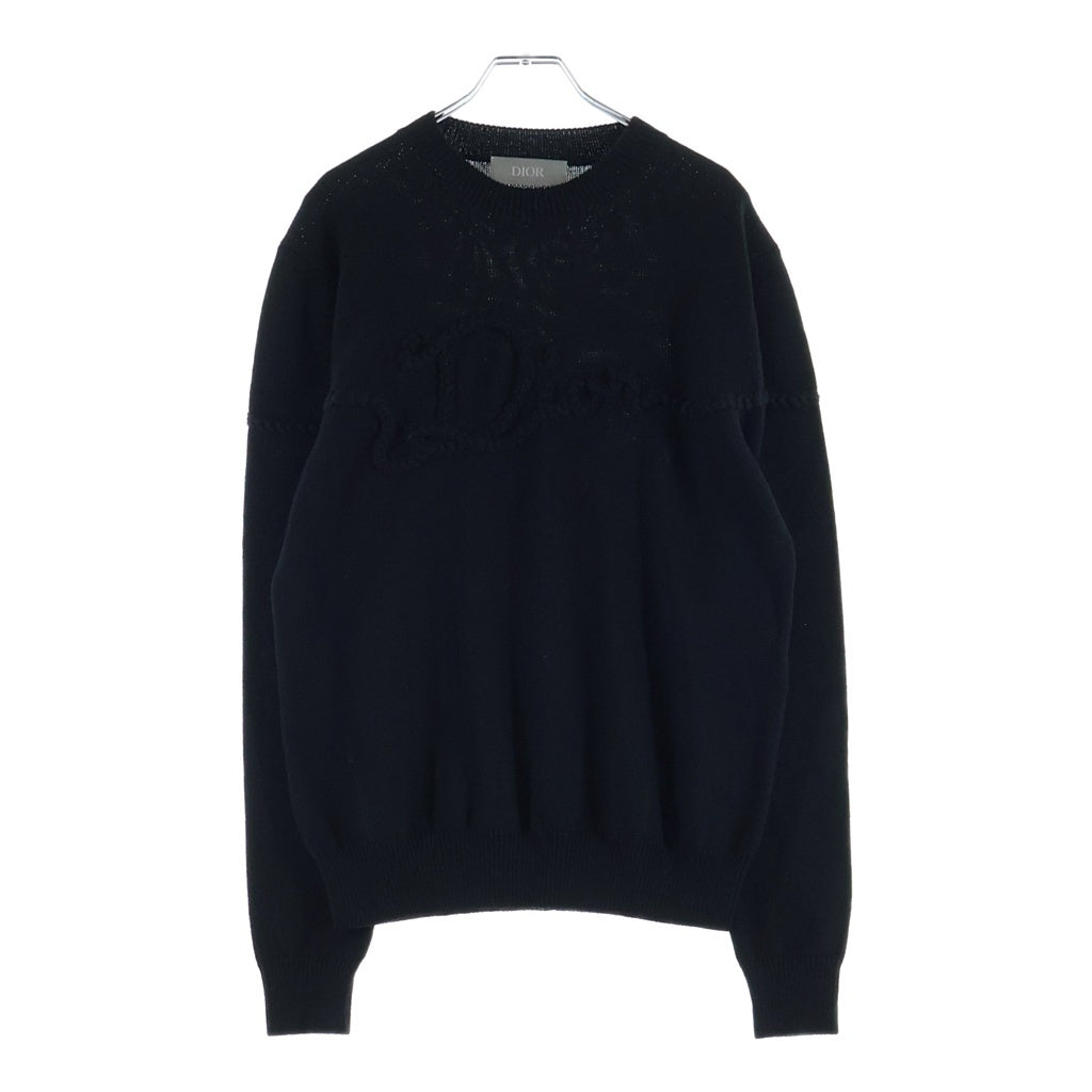 DIOR(ディオール) RIBBON WOOL KNIT SWEATER ロゴ刺繍 リボンニットセーター ブラック 613M627A2027 レディース